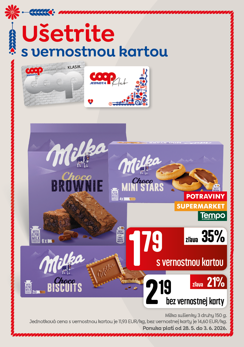 špeciálna ponuka s vernostnou kartou Milka